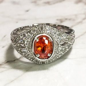 NEW Sterling Silver Oval Orange Stone Ring
